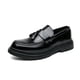 thumbnail image 1 of Mocasines sin cordones con plataforma y borlas de cuero para hombre NouriRon Black, 1 of 8