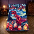 thumbnail image 5 of Manfei Wild T-Rex Queen Sheets,Retro Cloud Stars Animals Egg Queen Sheet Sets,Blue Red,4-Piece,1 Flat Sheet,1 Fitted Sheet and 2 Pillowcases, 5 of 6