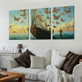 thumbnail image 2 of Nawypu Salvador Dali Ship With Butterfly Insect Canvas Painting Abstract Framed Prints Wall Art Picture For Living Room Decor 12''x16''X3 Panels, 2 of 4