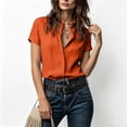 thumbnail image 4 of IUYRTFE Women's Short Sleeve Collared Button Down Shirt Relaxed Fit Stretch Casual Summer Blouse, 4 of 7