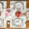 thumbnail image 3 of Decoración de mesa de cocina de primavera de temporada, decoración de fiesta interior, juego de 4 manteles individuales de Pascua con flores de conejo de moda., 3 of 5