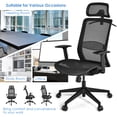 thumbnail image 4 of Costway Ergonomic High Back Mesh Office Chair Recliner Task Chair w/Hanger Black, 4 of 10