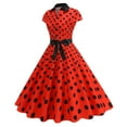 thumbnail image 4 of Offre à Durée Limitée Iumwxz Robe à Col à Revers à Manches Courtes pour Femmes Fermeture Éclair Boutons Robe Rétro à Volants avec Ceinture Robes à Pois Robes pour Femmes Robe Habillée pour Porter par-Dessus, 4 of 9