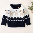 thumbnail image 2 of Odeerbi Infant Boys Girls Christmas Sweater Cute Winter Thermal Knit Crewneck Sweater Long Sleeve Knitted Christmas Sweater Infant Clothes Dark Blue, 2 of 5