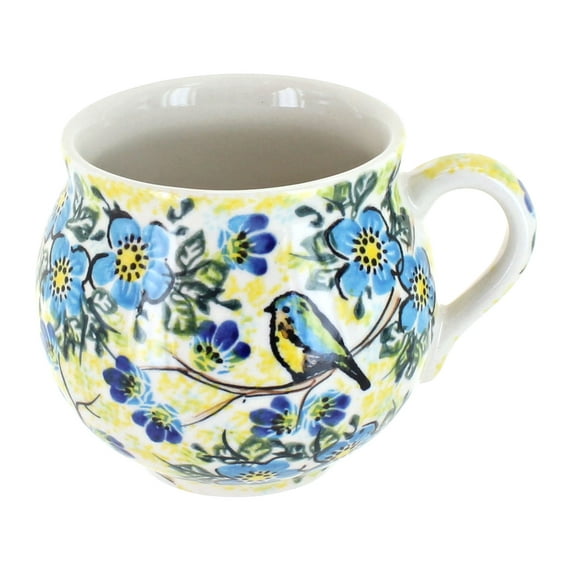 Blue Rose Polish Pottery Bluebird Garden Bubble Mug