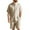 Beige, variant on Mlqidk 2 Piece Linen Short Set for Men Casual Short Sleeve Button Down Shirts Lightweight Short Pants Sets Summer Beach Vacation Outfits Black 3XL