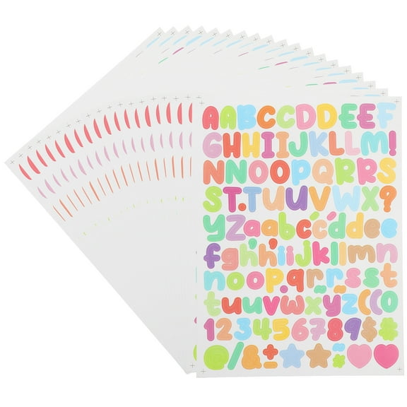 Uxcell 20 Sheets Letter Stickers 1/2 inch Small Vinyl Letter Number Stickers for Scrapbooking Bottle Classroom Decor Candy Color