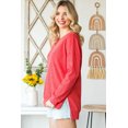 thumbnail image 4 of Women's Waffle Knit Side Slit Pullover Top, 4 of 18