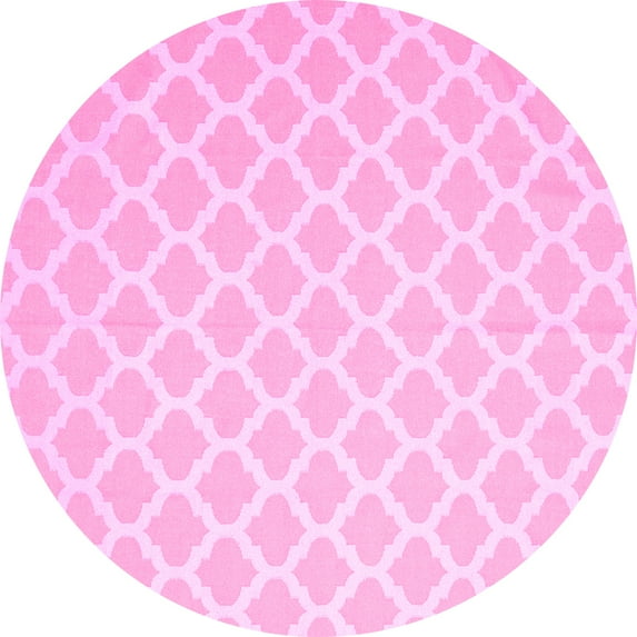 Ahgly Company Indoor Round Trellis Pink Modern Area Rugs, 7' Round