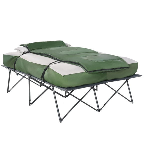 Dranite 2-Person Folding Camping Cot Set with Sleeping Bag & Air Mattress