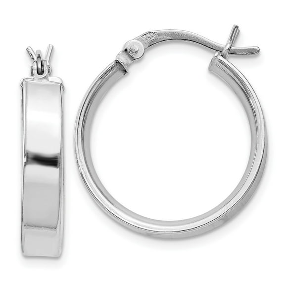 925 Sterling Silver Rhodium Plated Women's 4.25mm Square Tube Hoop Earrings | 20mm