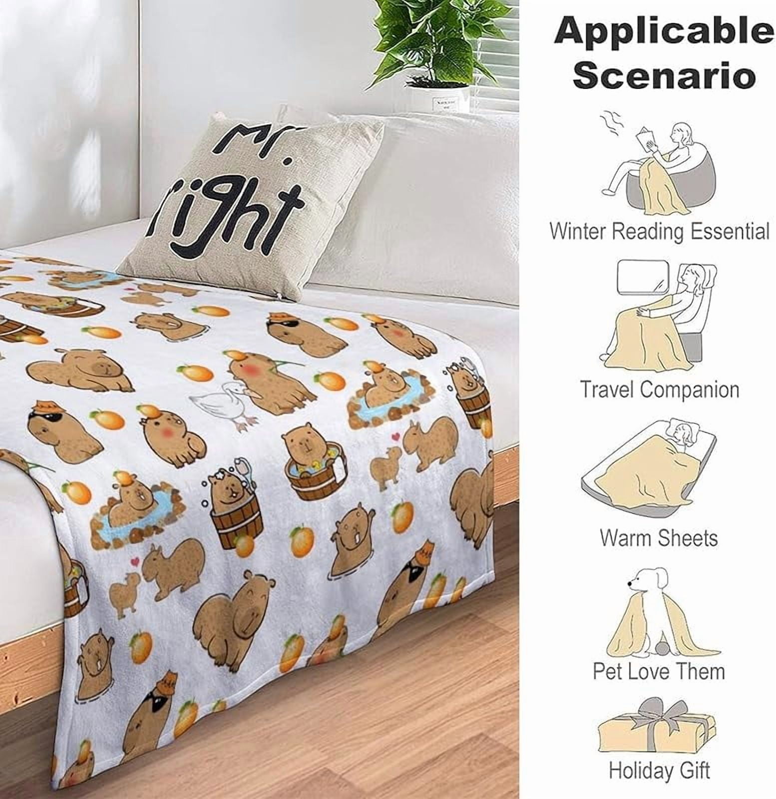 Capybara Blanket - 40"x30" Cute Plush Throw Blanket for Girls & Boys Kids - Sofa, Bedroom, Travel Gift