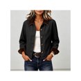 thumbnail image 2 of Zynoxe Women's Cropped Jacket Fashionable Corduroy Cuffs & Collared Jackets for Women Relaxed Long Sleeve Button Down Casual Jackets Solid Color Casual Outerwear With Side Pockets S, 2 of 10