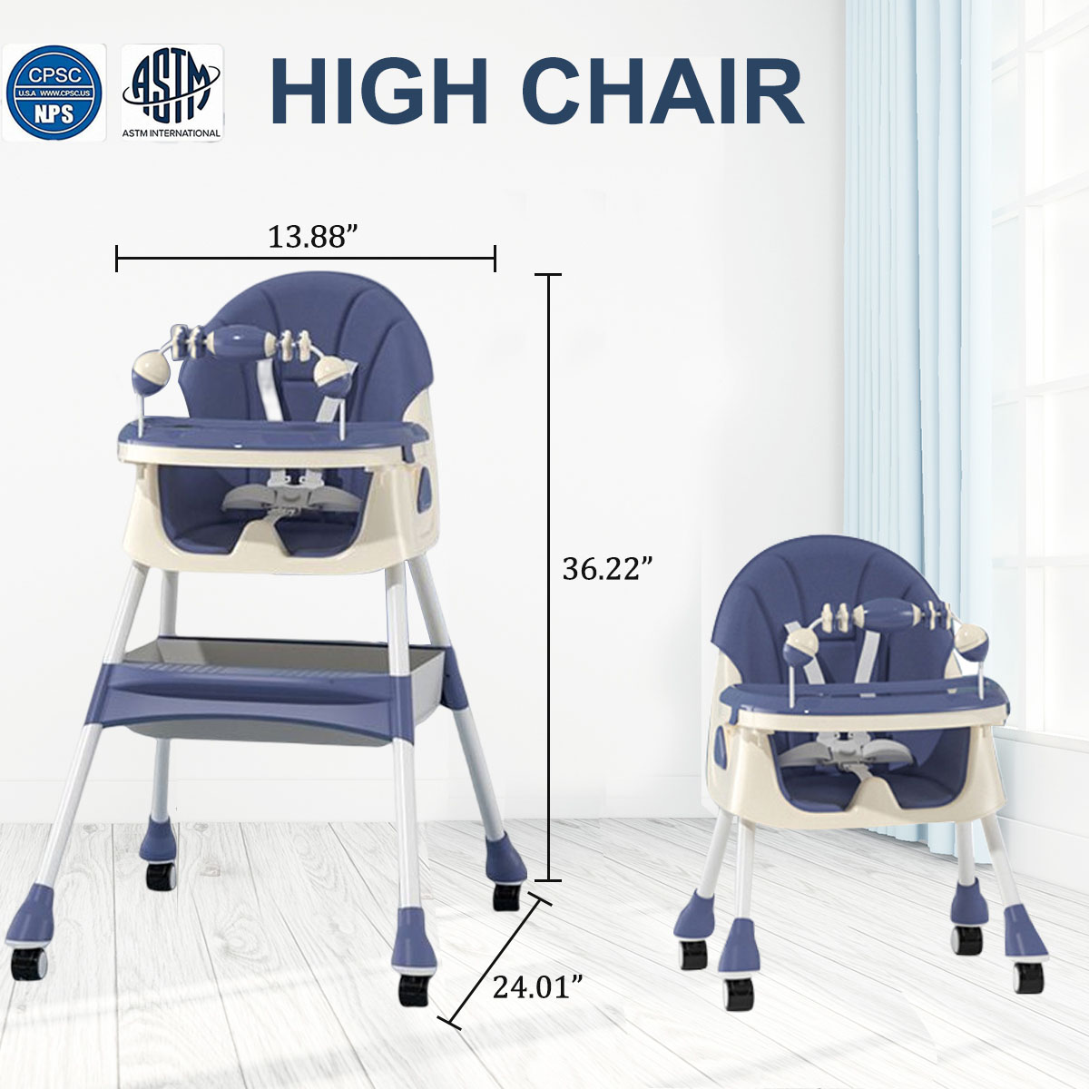 Liyufly 4-in-1 Adjustable Baby Highchair with 5-Point Harness photo 2