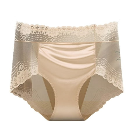 Scyoekwg Women s Underwear Stretchy Comfort Hip Lifting High Waisted Underwear Ladies Underpants Hipster Panties Solid Color Briefs(Beige XL)
