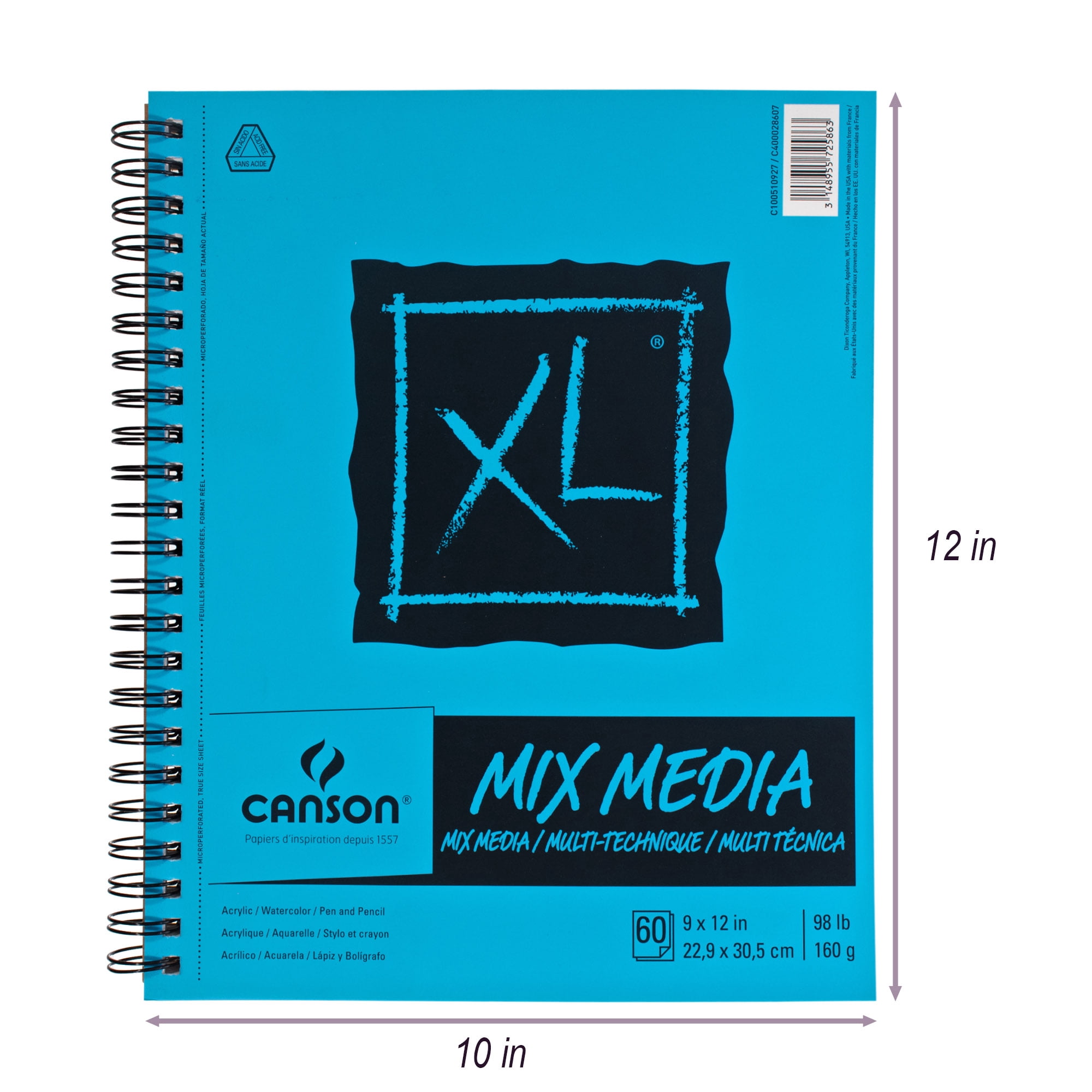 Craft County’s Multimedia Paper Pad – Sketchpad – 9 x 12 inches – 60 Sheets – Heavy Weighted Paper