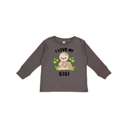 

Inktastic Cute Sloth I Love My Gigi and Green Leaves Boys or Girls Long Sleeve Toddler T-Shirt