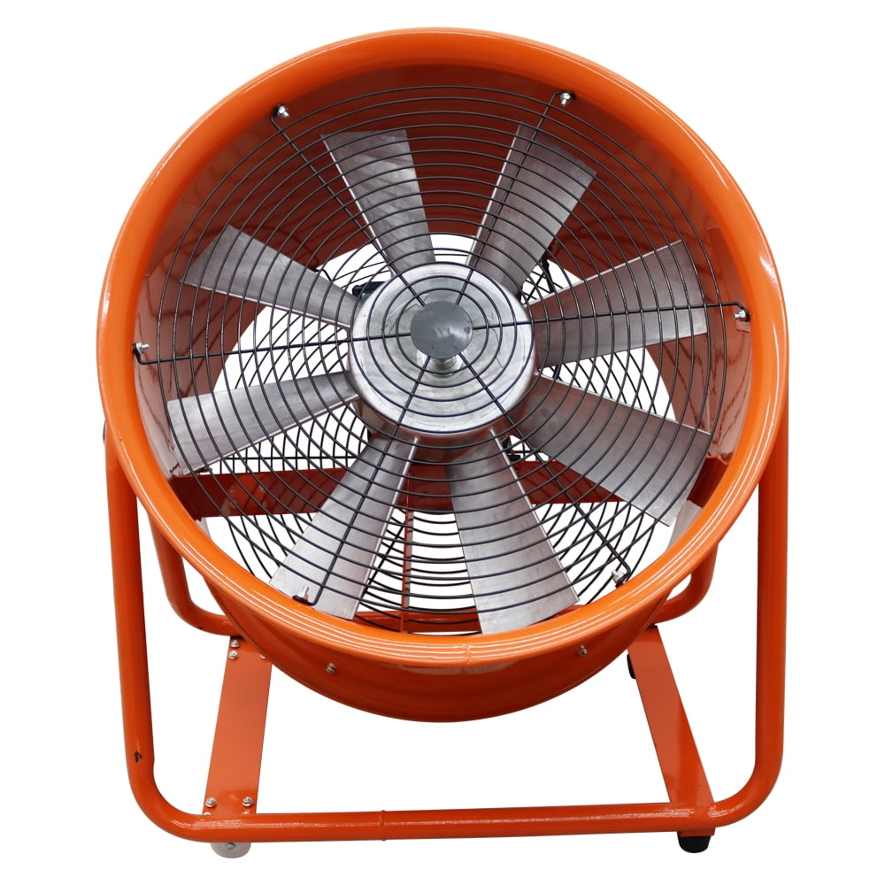 INTBUYING 24” 220V Axial Fan Mobile Cylinder Pipe Spray Booth Paint Fumes Blower with Wheels