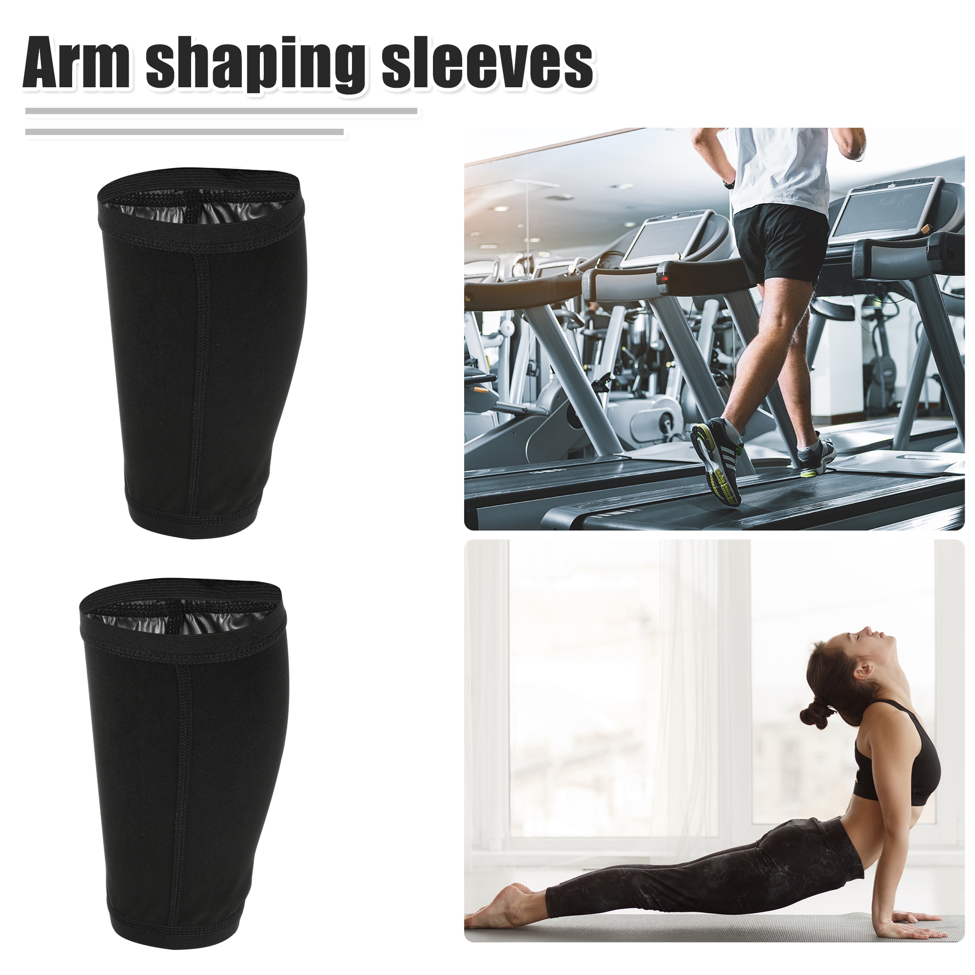 Unique Bargains Arm Shapers Burning Light Weight Polyester 4XL/5XL Black Silver Tone