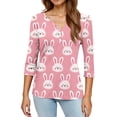 thumbnail image 2 of HAVUITYY Bunny Eggs Sweaters for Womens, Cute Easter Printed Womens 3/42 Sleeve Tops, Spring Going Out Shirts for Women Wear & Gifts, 2 of 5