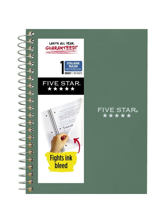 Five Star Personal Spiral Notebook, College Ruled, 7" x 4 3/8", Seaglass (450022CH1-WMT-MOD)