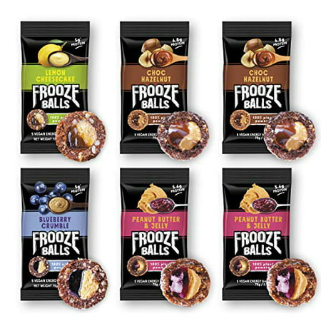 Frooze Balls Plant Protein Powered Fruit & Nut Double Filled Energy Balls Variety Pack (Pack Of 6) Each Pack Has 5 Balls!