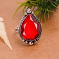 thumbnail image 2 of Red Garnet Gemstone 925 Sterling Silver Ring V10830, Statement Ring, Red Ring, Pear Ring, Gift For Her, Garnet Ring, 2 of 4