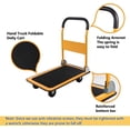 thumbnail image 5 of Foldable Push Cart Platform Cart 330lbs Capacity 4 Wheels 28.7x18.5x32.3inches Yellow Small Flatbed Cart, 5 of 12