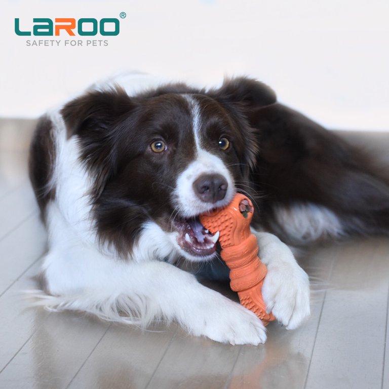 LaRoo Interactive Dog Treat Ball, Slow Feeder Ball Dog Puzzle Bone Toy,  Natural Rubber Dog Chew Toy Snack Dispenser for Small Medium Large Dog 