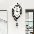 thumbnail image 4 of ChicHomey Silent Quartz Wall Clock 3D Creative, 23"x9.8"Modern Round Metal Swing Wall Clock Black Durable Home Decoration, 4 of 11