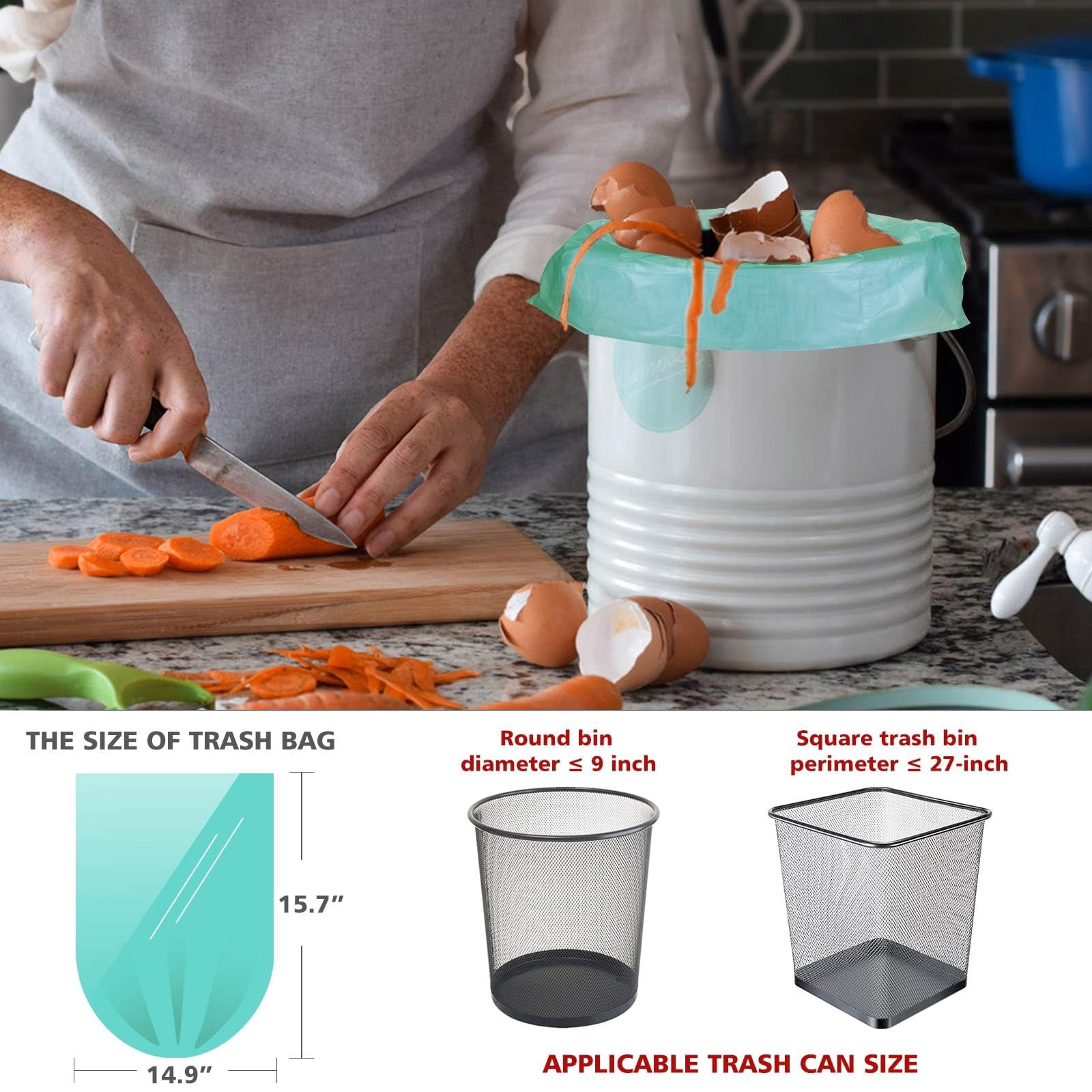 1.2 gallon small trash bags garbage bags, mini compostable strong bathroom wastebasket can liners trash bags for home office kitchen fit 5 liter 5l,1 gal,green