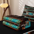 thumbnail image 5 of jejeloiu Southwestern Geometric Zipper Twin Comforter Sets with Fitted Sheet and 2 Pillowcases,Cowhide Pattern Zipper Bedding Set For Boys,Turquoise Brown,Black Reversible,4 Pieces, 5 of 7