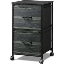 Wubio 2 Drawer Mobile File Cabinet, Rolling Printer Stand, Fabric Vertical Filing Cabinet fits A4 or Letter Size for Home Office, Charcoal Black Wood Grain Print