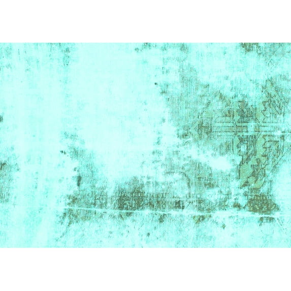 Ahgly Company Machine Washable Indoor Rectangle Abstract Turquoise Blue Modern Area Rugs, 4' x 6'