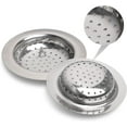 thumbnail image 2 of Accesorio práctico de cocina, cesta de drenaje de malla para fregadero de cocina, colador de fregadero de acero inoxidable de borde ancho, tamaño universal que se adapta a orificios de fregadero, 2 of 5
