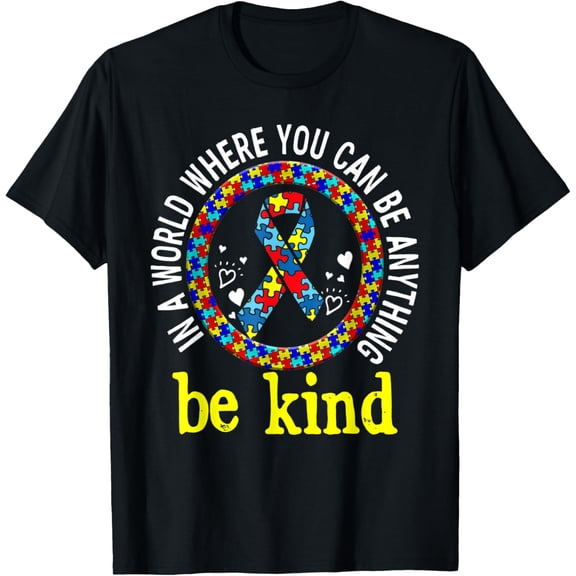 Womens Autism Awareness shirt Be Kind Rainbow Puzzle T-Shirt
