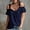 8# Navy, variant on Off The Shoulder Tops for Women Ruffle Trim Blouse For Women Boho Flowy Peasant Top With Elastic Neckline Army Green L