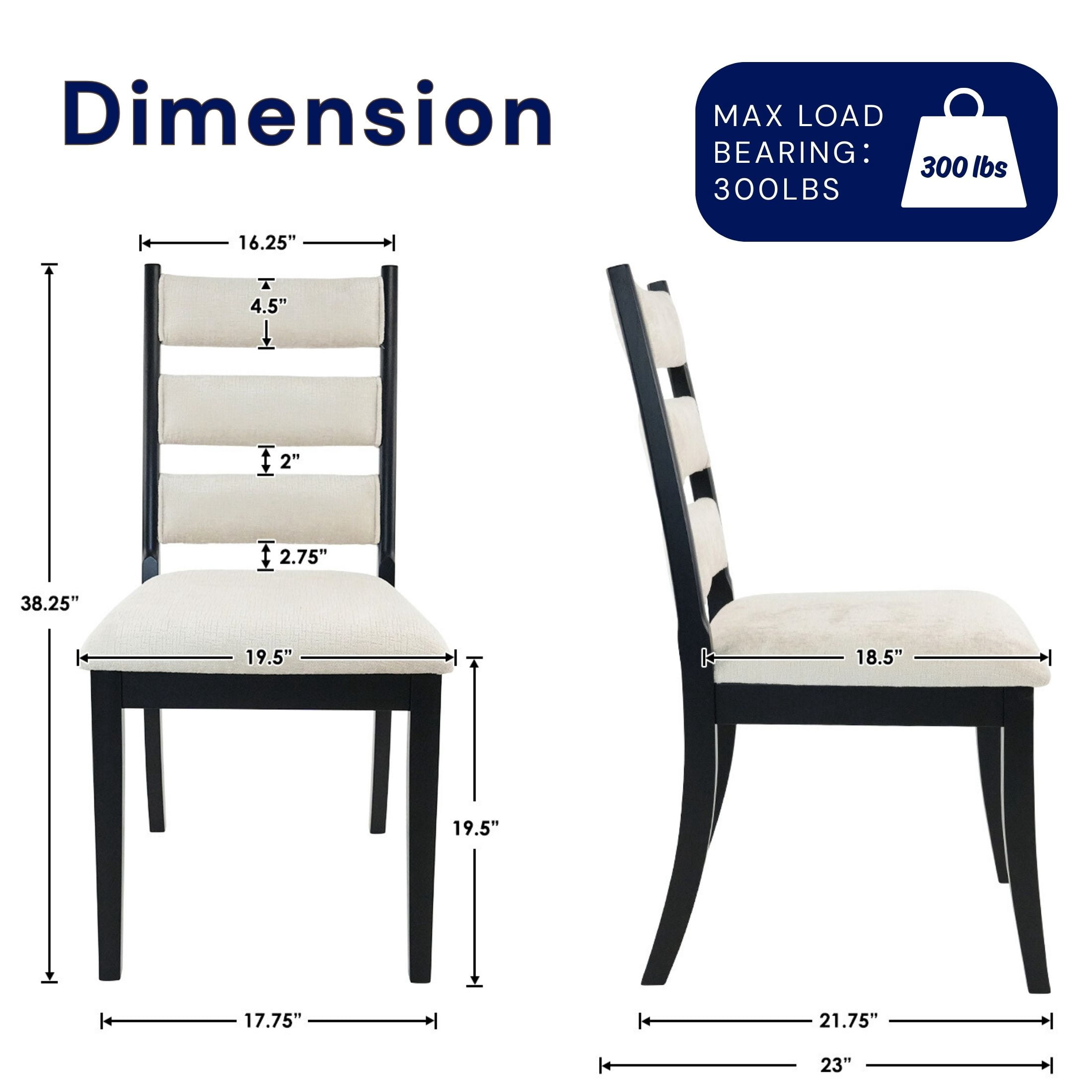 Dayalane Farmhouse Dining Chair Set of 2, Ladder High Back Kitchen Chairs with Upholstered Cushioned Seat for Dining Room, Kitchen Side Chairs Living Room, Restaurant, Beige