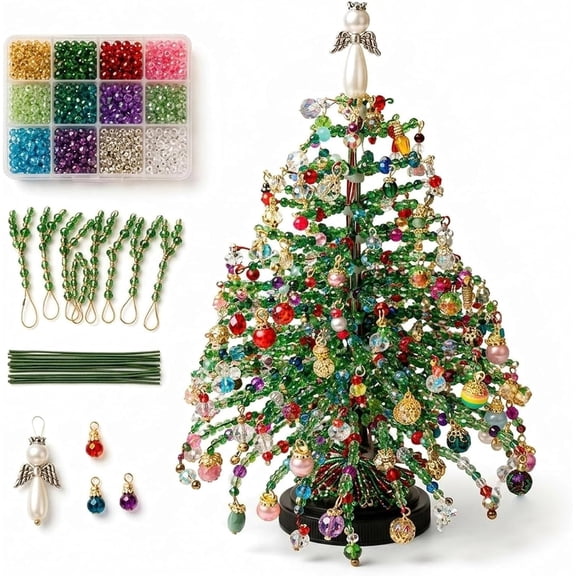 Twinkle Kit Christmas Tree, diy beaded christmas tree kit with lights for Adults
