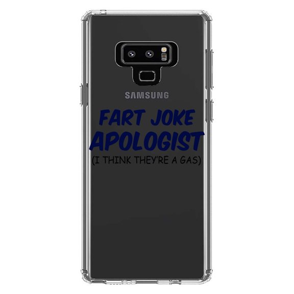 DistinctInk Clear Shockproof Hybrid Case for Samsung Galaxy Note 9 - TPU Bumper Acrylic Back Tempered Glass Screen Protector - Fart Joke Apologist I Think They're a Gas