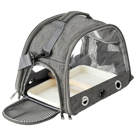 Parrot Travel Carrier, Airline Approved Bird Carrier Backpack, Portable Pet Carrier with Transparent Mesh, Adjustable Strap, Stainless Steel Tray for Parrots, Hamsters, and Small Pets