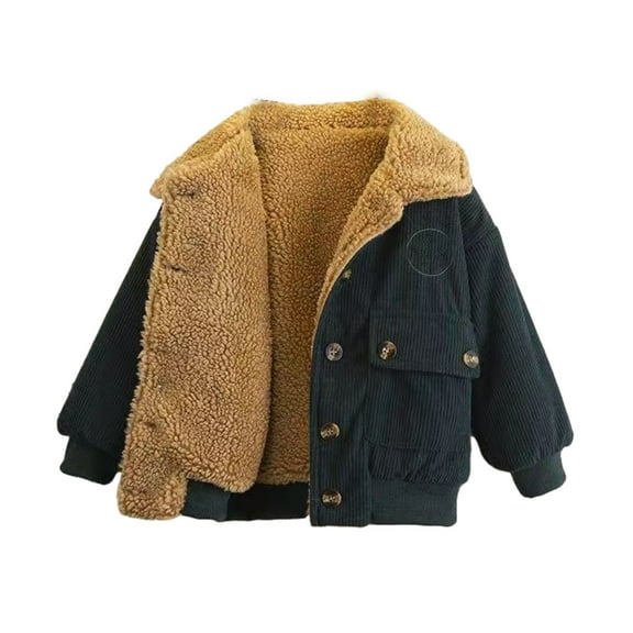 Uxgjfwu Boys Puffer Jacket Toddler Baby Boys Girls Thick Jacket Kids Fleece Lining Jacket Coat Outwear Suitable For 1-8 Years Old