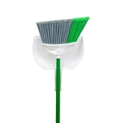 Libman Household Angle Broom and Dust Pan with Clean Fibers Comb, Green/White