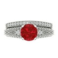 thumbnail image 2 of 1.99 ct Brilliant Round Cut Pink Tourmaline 18K White Gold Solitaire with Accents Engagement Bridal Wedding Ring Band Set size 9.25, 2 of 7