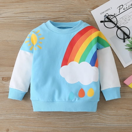 

Zelic Ugly Christmas Sweater For Kids Clearance Toddler Baby Boys Girls Long Sleeve Rainbow Print Sweater Tops Clothes