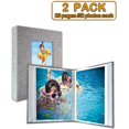 thumbnail image 5 of Small Photo Album 4x6 – Clear Pages, Linen Cover with Front Window, Pack of 2, Each Album Holds 52 Photos, Small Brag Book for 4x10 Pictures, Grey Fabric, 5 of 6