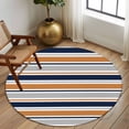 thumbnail image 2 of Round Area Rug 8 Ft, Orange Grey Striped Washable Non-Slip Circle Carpet for Living Room/Bedroom, Farmhouse Stripes Modern Abstract Art Collection Low-Profile Large Area Rugs for Indoor, 2 of 8