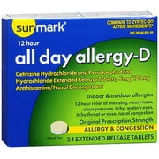 Sunmark All Day Allergy-D Tablets, 24 Count, 2 Pack