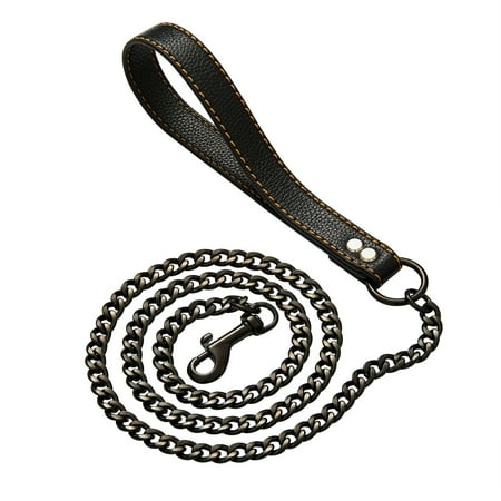 W/W Lifetime 3ft Strong Chew-Proof Metal Steel Black Training Walking Dog Leash Pet Door