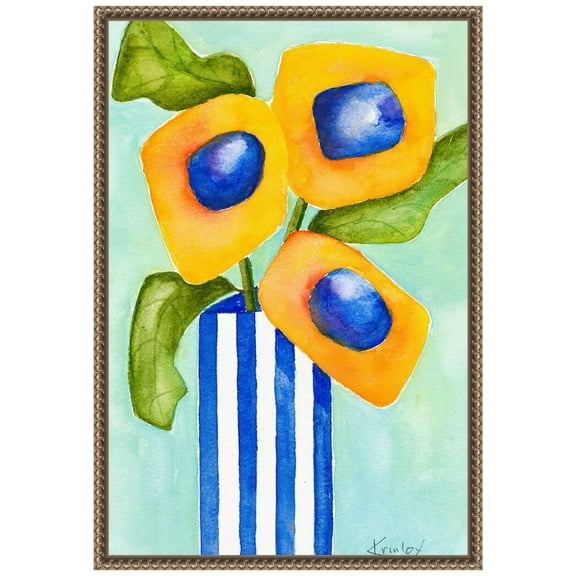 Amanti Art Yellow Floral Arrangement Framed Canvas Wall Art Print